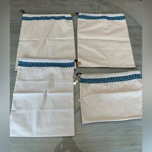 Tory Burch Cream and Blue Drawstring Bag Dustbags